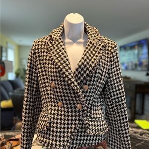 Stylish Black and White Houndstooth Women's Jacket S
